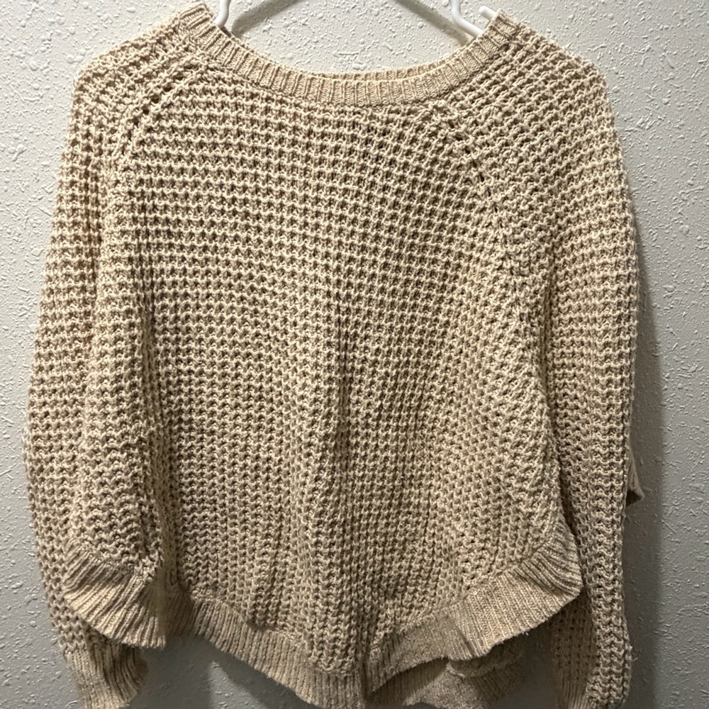 Lauren Ralph Lauren Women’s M Poncho Style Knit Pullover Sweater Beige